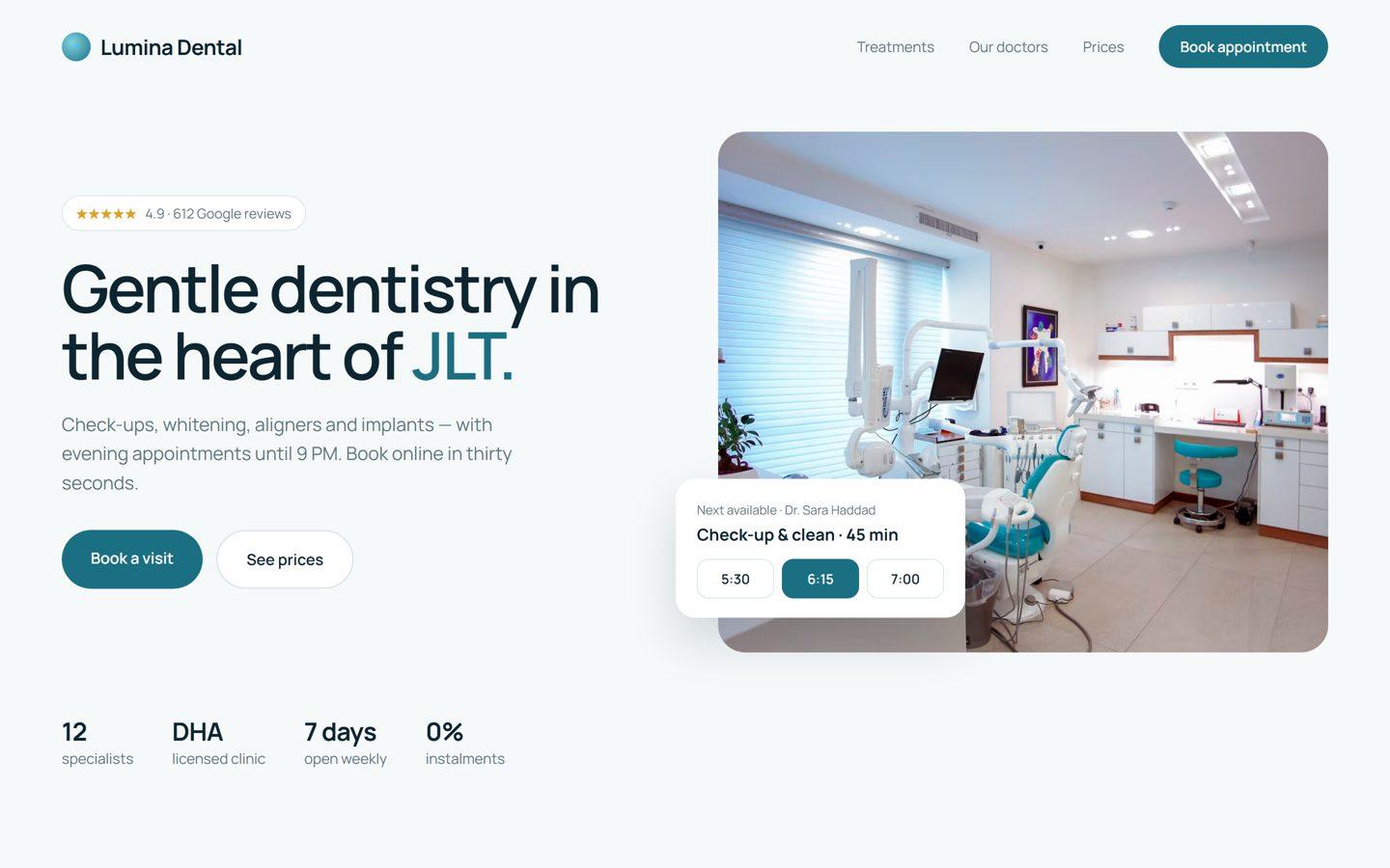 Lumina Dental clinic website